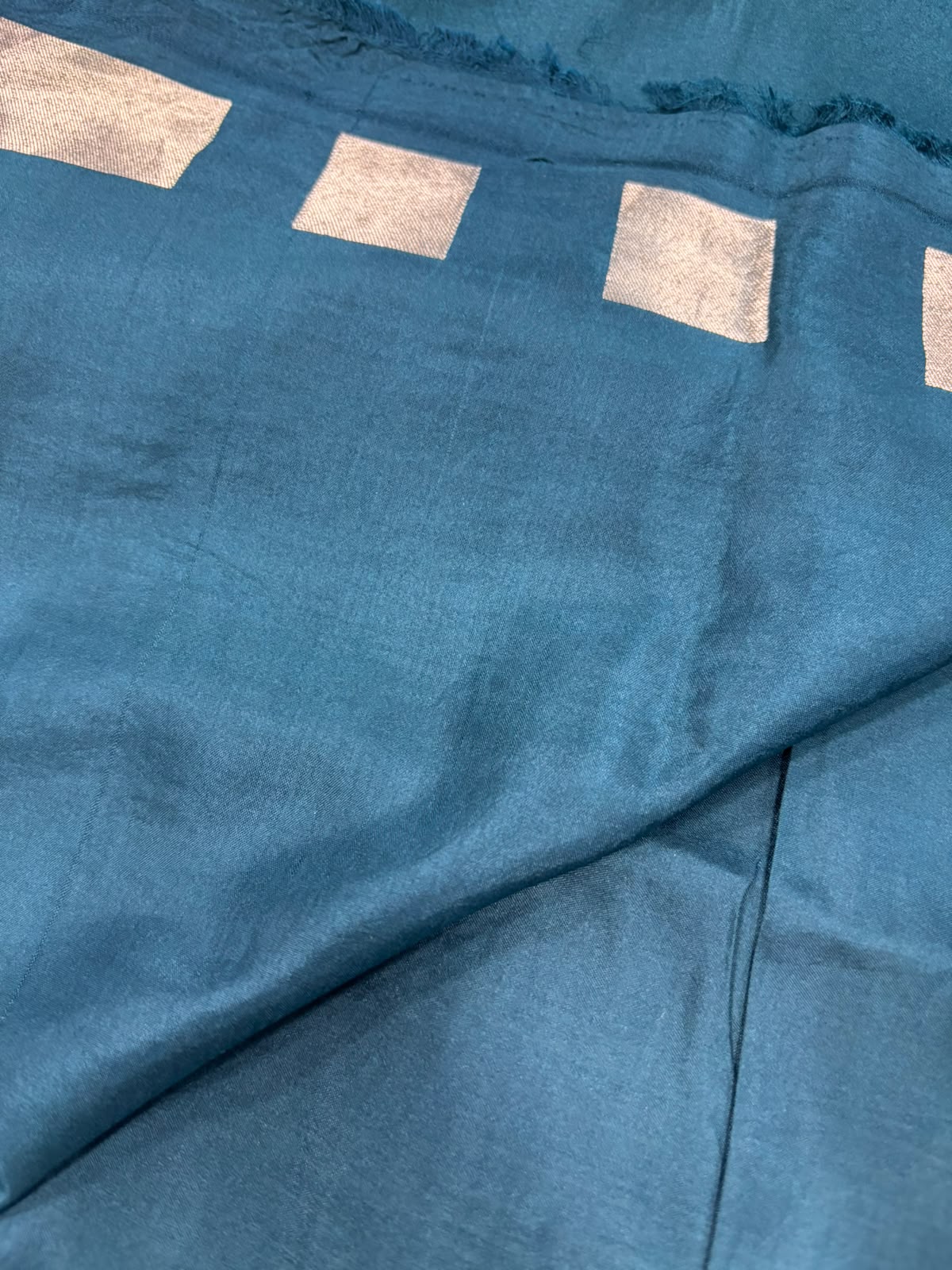 Blue Handloom Banarasi Pure Silk Checks Design Saree