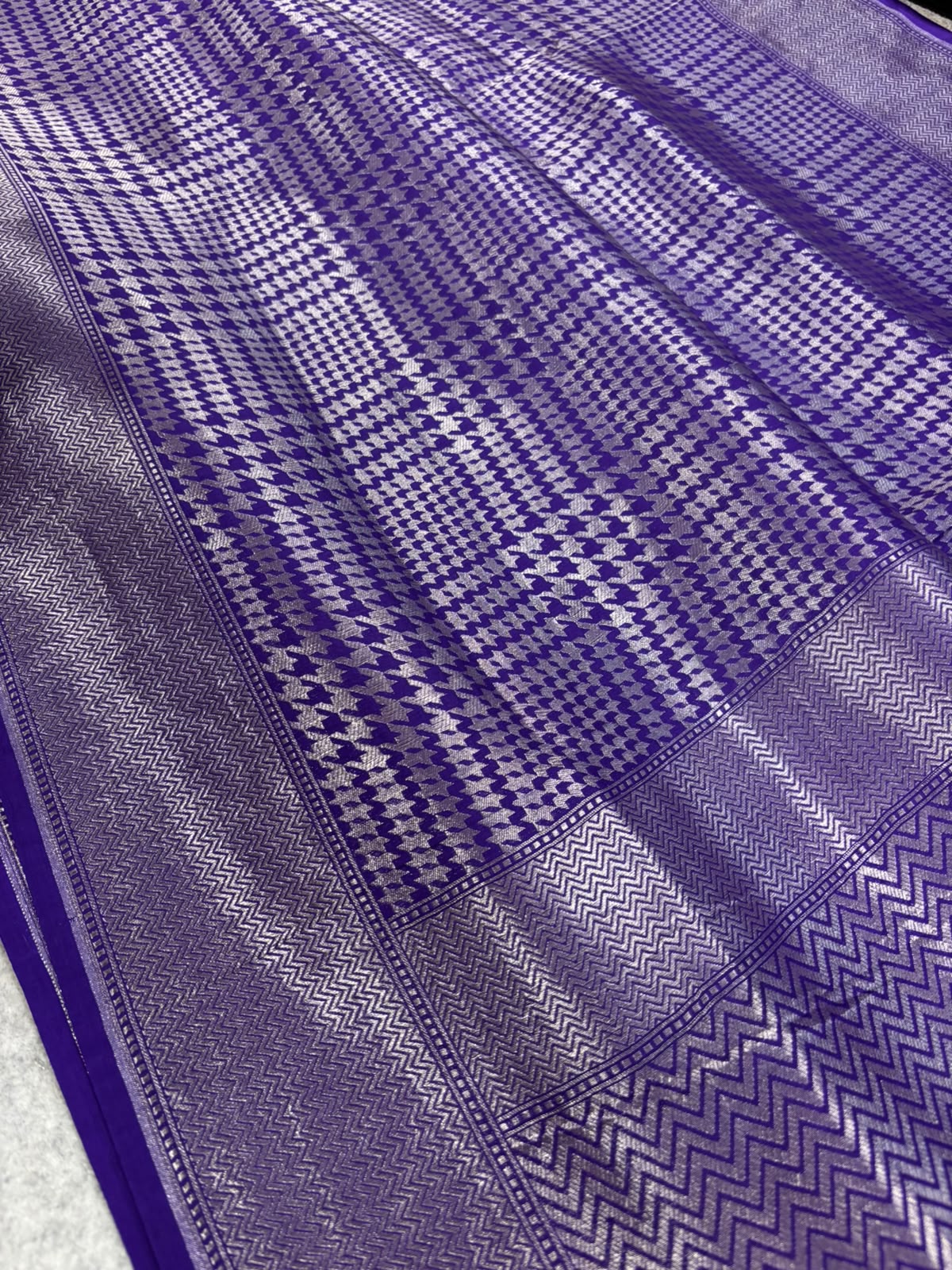 Purple Handloom Banarasi Pure Silk Saree
