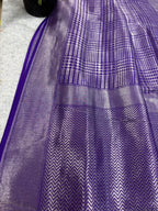 Purple Handloom Banarasi Pure Silk Saree