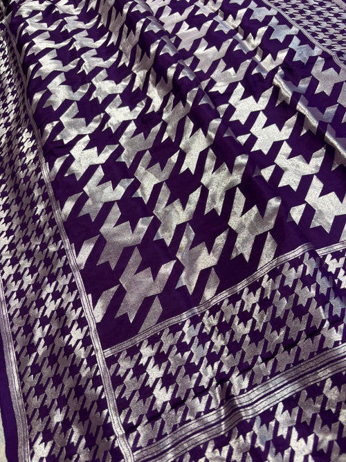 Purple Handloom Banarasi Pure Silk Saree