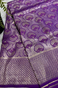 Purple Handloom Banarasi Pure Silk Meenakari Flower Design Saree