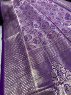 Purple Handloom Banarasi Pure Silk Meenakari Flower Design Saree