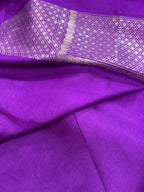 Purple Handloom Banarasi Pure Silk Meenakari Flower Design Saree