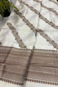 Dyeable Banarasi Raw Silk Saree Flower Design Handloom India