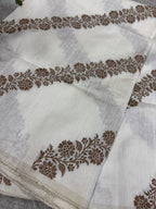 Dyeable Banarasi Raw Silk Saree Flower Design Handloom India