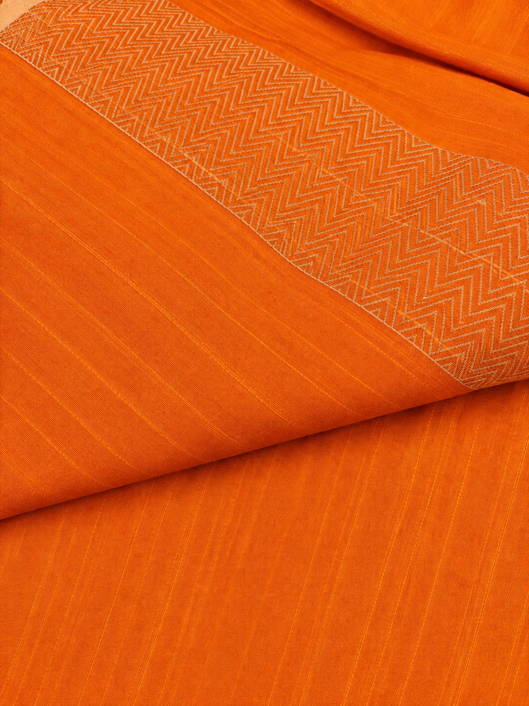 Orange Banarasi Raw Silk Saree Flower Design Handloom India
