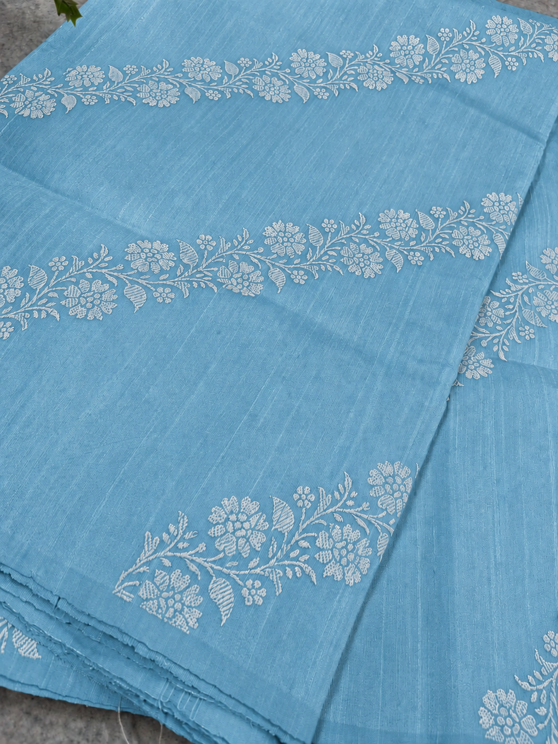Blue Banarasi Raw Silk Saree Flower Design Handloom India