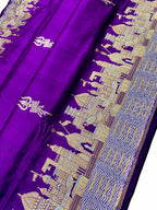Purple Banarasi Handloom Pure Katan Silk Saree - Luxurion World