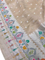 Dyeable Banarasi Handloom Pure Tussar Georgette Meenakari Saree - Luxurion World