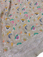 Dyeable Banarasi Handloom Pure Tussar Georgette Meenakari Saree - Luxurion World