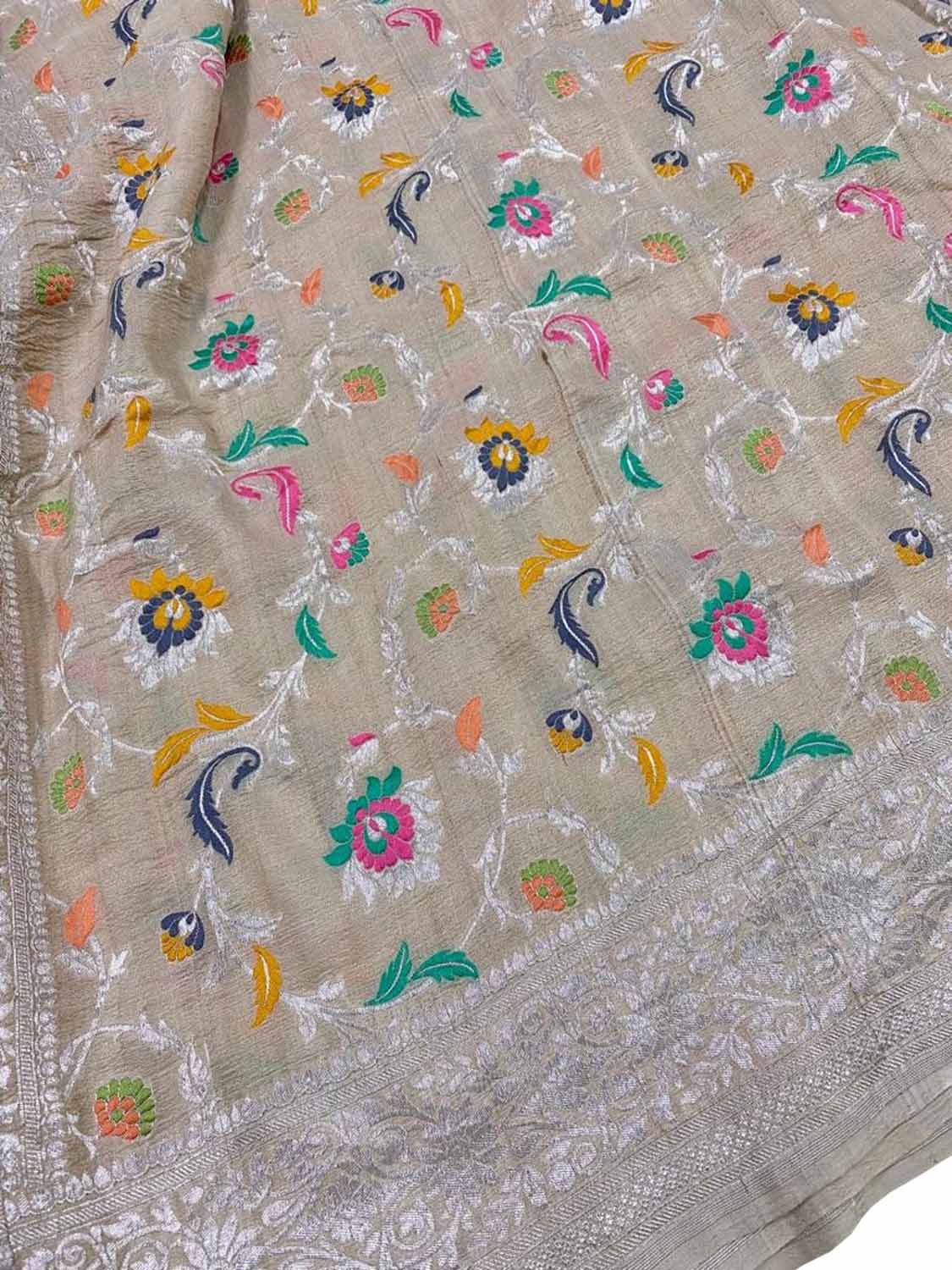 Dyeable Banarasi Handloom Pure Tussar Georgette Meenakari Saree - Luxurion World