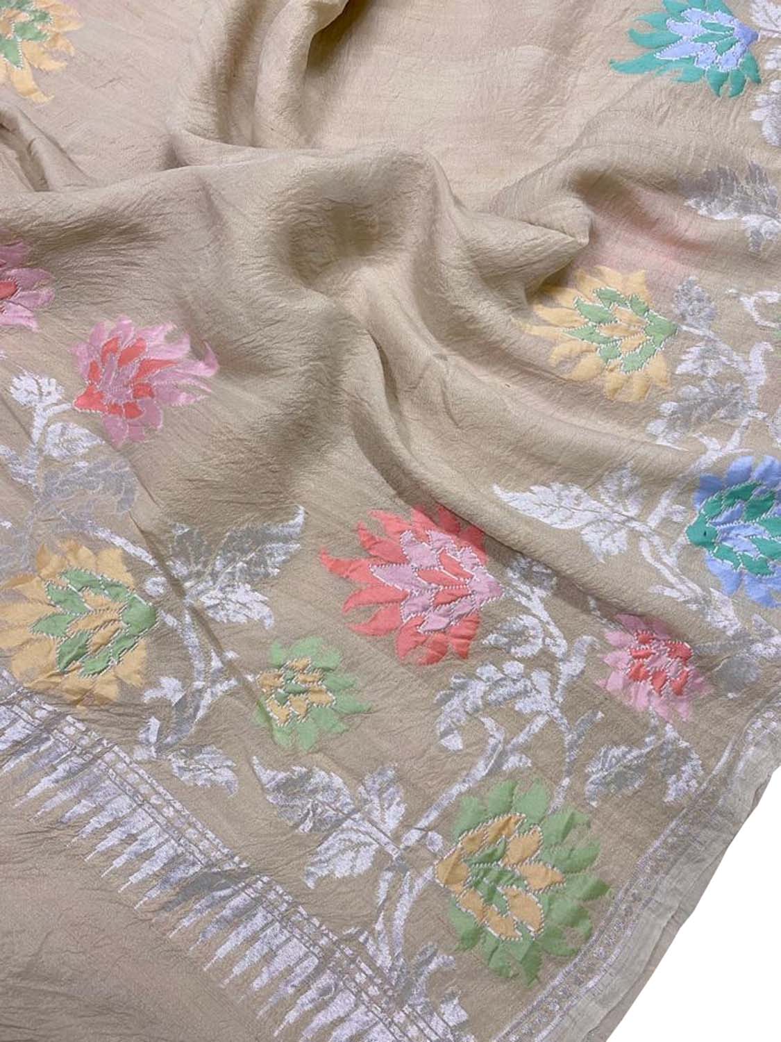 Dyeable Banarasi Handloom Pure Tussar Georgette Meenakari Saree - Luxurion World
