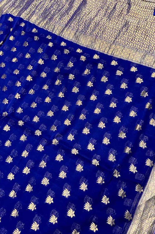 Elegant Blue Banarasi Georgette Saree - Luxurion World