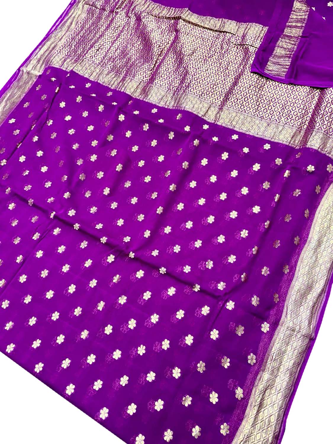 Elegant Purple Banarasi Georgette Saree - Luxurion World
