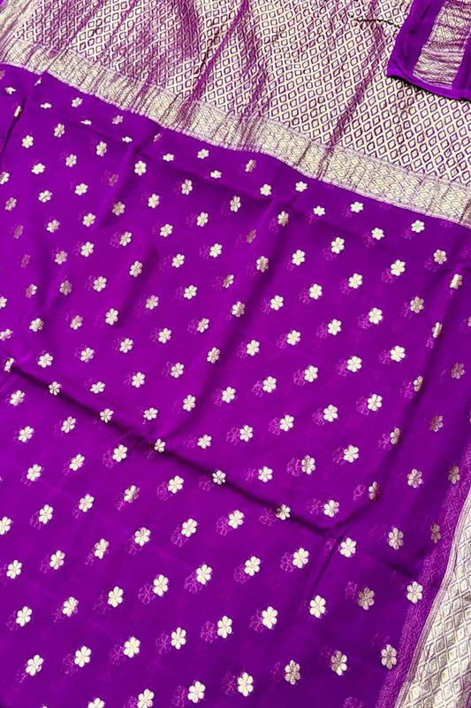 Elegant Purple Banarasi Georgette Saree