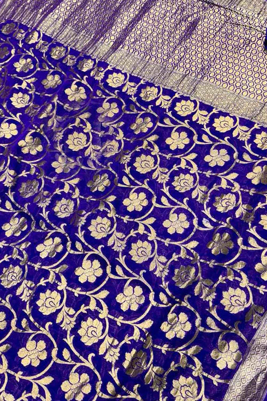 Elegant Blue Banarasi Georgette Saree