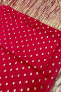 Stunning Red Banarasi Georgette Saree - Handloom Beauty - Luxurion World