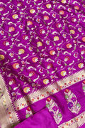 Exquisite Pink Banarasi Handloom Meenakari Pure Katan Silk Saree - Luxurion World