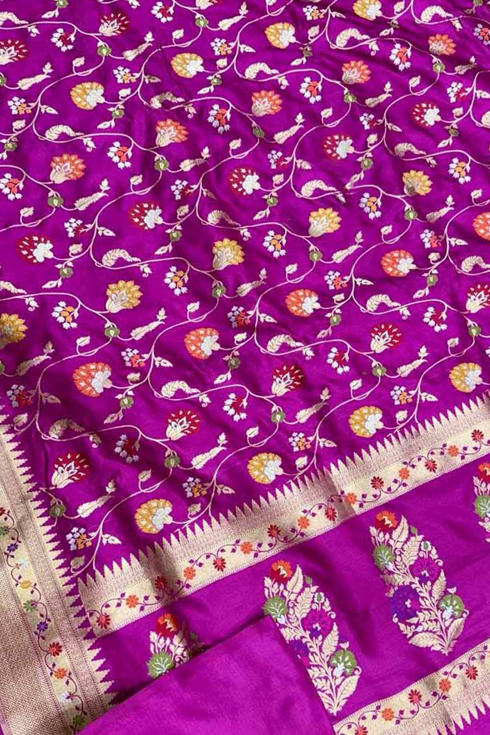 Exquisite Pink Banarasi Handloom Meenakari Pure Katan Silk Saree - Luxurion World