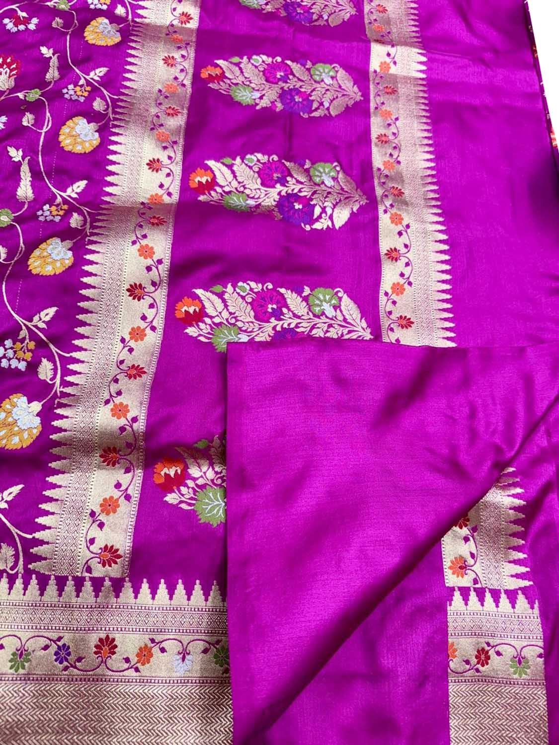 Exquisite Pink Banarasi Handloom Meenakari Pure Katan Silk Saree - Luxurion World