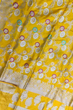 Yellow Banarasi Handloom Meenakari Katan Silk Saree - Luxurion World