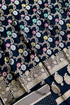 Elegant Black Banarasi Meenakari Silk Saree - Luxurion World