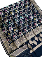 Elegant Black Banarasi Meenakari Silk Saree - Luxurion World