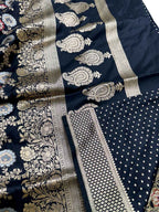 Elegant Black Banarasi Meenakari Silk Saree - Luxurion World