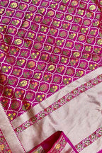 Exquisite Pink Banarasi Meenakari Silk Saree - Luxurion World