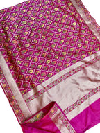 Exquisite Pink Banarasi Meenakari Silk Saree - Luxurion World