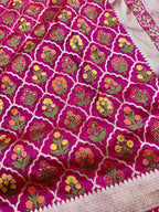 Exquisite Pink Banarasi Meenakari Silk Saree - Luxurion World