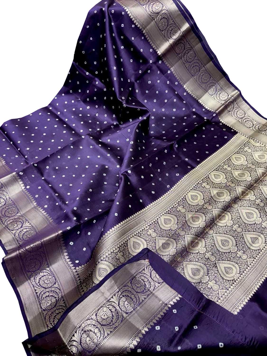 Blue Banarasi Silk Bandhani Saree - Handloom Beauty - Luxurion World