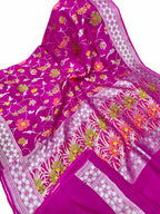 Stunning Pink Banarasi Tussar Georgette Saree - Luxurion World