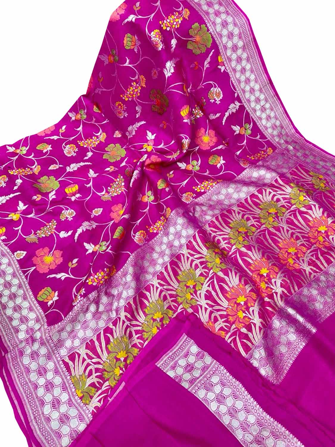 Stunning Pink Banarasi Tussar Georgette Saree - Luxurion World