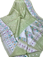 Stunning Green Banarasi Tussar Georgette Saree - Luxurion World