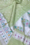 Stunning Green Banarasi Tussar Georgette Saree - Luxurion World