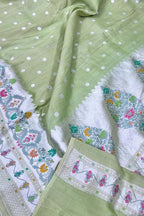Stunning Green Banarasi Tussar Georgette Saree - Luxurion World