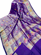 Elegant Purple Banarasi Tussar Georgette Saree - Luxurion World