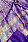 Elegant Purple Banarasi Tussar Georgette Saree - Luxurion World