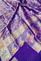 Elegant Purple Banarasi Tussar Georgette Saree - Luxurion World