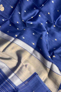 Exquisite Blue Handloom Banarasi Pure Kora Silk Saree - Luxurion World