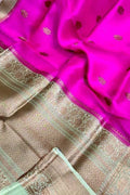 Exquisite Pink Handloom Banarasi Pure Kora Silk Saree - Luxurion World
