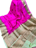 Exquisite Pink Handloom Banarasi Pure Kora Silk Saree - Luxurion World