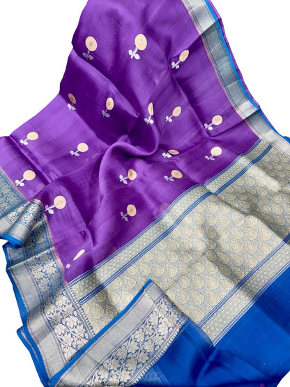 Exquisite Purple Handloom Banarasi Silk Saree - Luxurion World