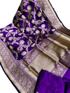 Exquisite Purple Banarasi Katan Silk Saree - Luxurion World