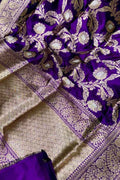 Exquisite Purple Banarasi Katan Silk Saree - Luxurion World