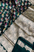 Green Handloom Banarasi Pure Katan Silk Saree - Luxurion World