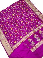 Purple Handloom Banarasi Katan Silk Meenakari Saree - Luxurion World