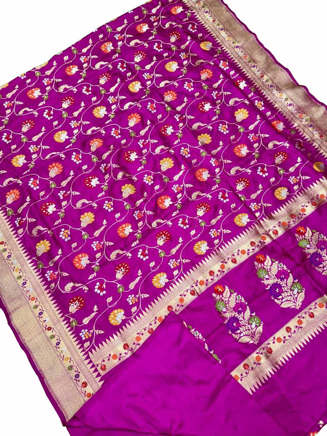 Purple Handloom Banarasi Katan Silk Meenakari Saree - Luxurion World
