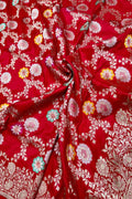Exquisite Red Handloom Banarasi Katan Silk Meenakari Saree - Luxurion World